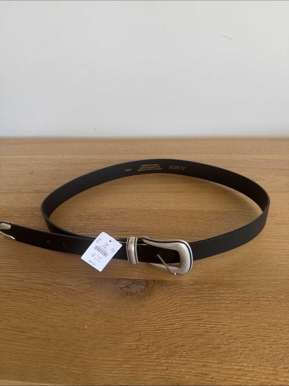 J. Crew Black Leather Belt with Silver Buckle